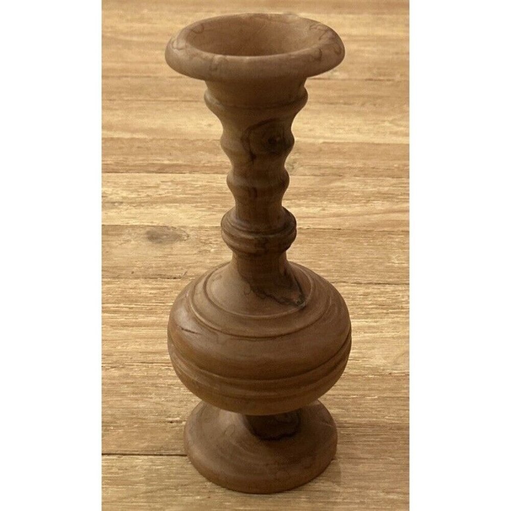 Hand Turned Burl Wood Bud Vase Rustic Home Bohemian Natural Artisan 8 3/4" H